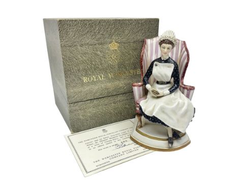 Royal Worcester limited edition figure, Sister St Thomas Hospital (London), no 180/500, modelled as a nurse in uniform, sitti