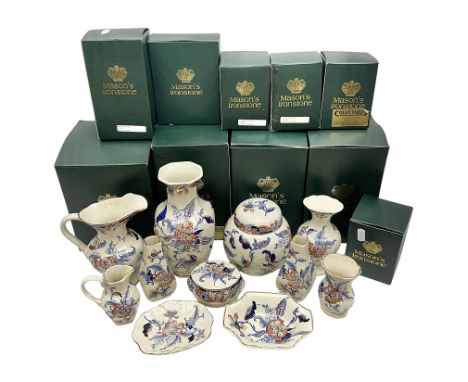 Masons Ironstone Cathay pattern ceramics, including vases, jugs, trinket boxes and trinket dishes, many in original boxes