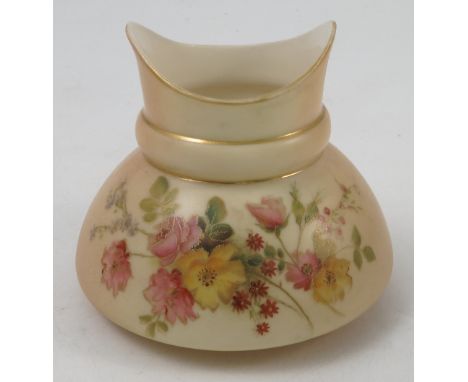 A Royal Worcester blush ivory vase, decorated with floral sprays, shape number 991, dated 1904, height 3ins