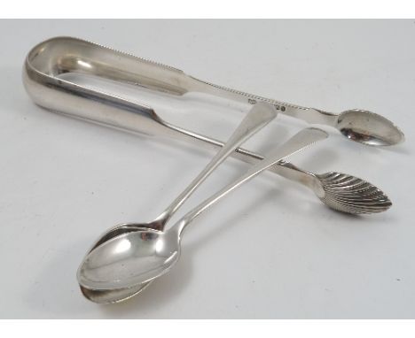 A quantity of silver flatware, to include a set of four kings pattern tea spoons, single struck, Glasgow 1856, a set of six c