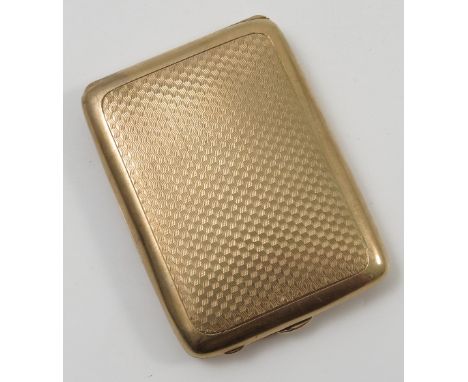 A 9ct gold matches case, with engine turned decoration, weight 24g