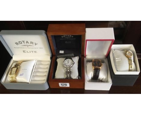 3 BRAND NEW BOXED GENTS WATCHES (2 ROTARY,&amp; 1 PULSAR) &amp; 1 LADIES TIMEX WATCH - ALL BOXED