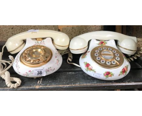 2 CERAMIC SOUTHERN TELEPHONES, ONE BY ETERNAL BEAU AND THE OTHER BY COUNTRY ROSES