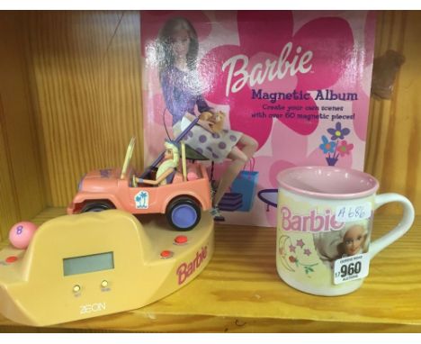 BEACH BARBI ALARM CLOCK, MUG &amp; MAGNETIC ALBUM 