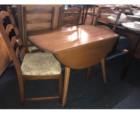 ERCOL GOLDEN DAWN DROP FLAP TABLE &amp; 4 CHAIRS