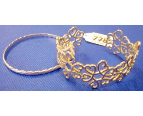 A SILVER BANGLE &amp; SILVER BRACELET