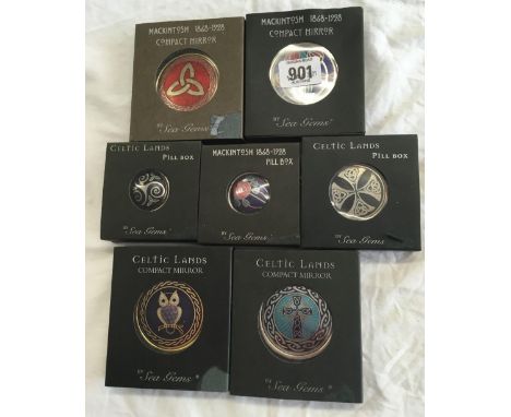 4 COMPACT MIRRORS, 3 PILL BOXES NEW IN BOXES BY CELTIC LANDS