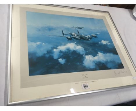 1ST EDITION PRINT TITLED 'LANCASTER BY ROBERT TAYLOR' SIGNED BY LEONARD CHESHIRE