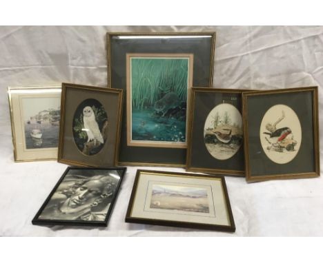 7 ASSORTED COLOUR PRINTS OF BIRDS ETC, INCLUDING A PENCIL SIGNED &amp; NUMBERED, LIMITED EDITION PRINT OF A WATER VOLE AND A 