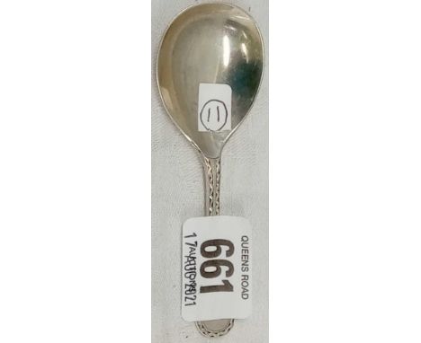 DECORATIVE SILVER CADDY SPOON BY CHARLES WILKES - B'HAM 1912