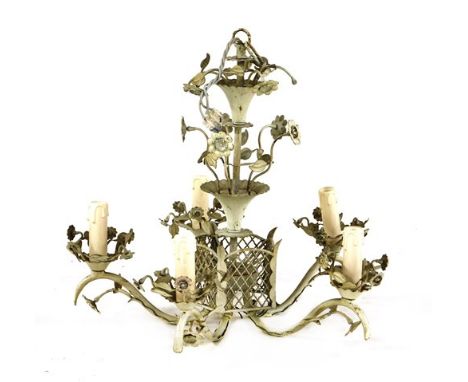 A Baguès painted hanging light, 44cm high