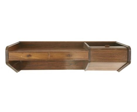 A Danish rosewood wall-mounted shelf, § with two drawers and a tambour section, 96cm wide CITES A10 No. 580516-01