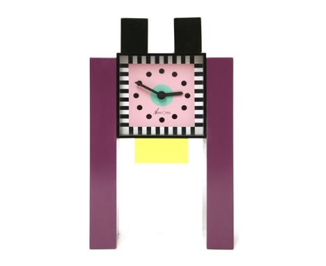 A Memphis clock, designed by Nathalie du Pasquier and George J Sowden for Neos Lorenz, with a quartz battery movement, 27cm h