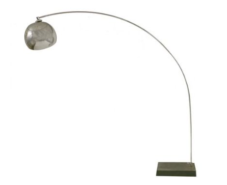 A chrome arc light, 189cm high 195cm long approximately