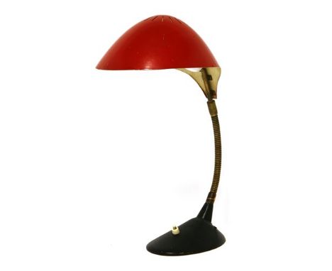 A Daydream 'Cobra' table lamp, with a red enamelled shade, 41cm high