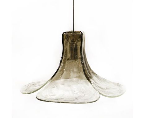 A glass ceiling light, designed by Carlo Nason for Mazzega, fitted with mottled glass petal shades, 65cm diameter