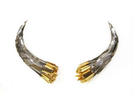 *Ann Carrington (contemporary) HORN SCULPTURE Constructed with vintage cutlery each piece 92.5 x 152.cm Ann Carrington gradua
