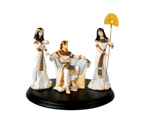 Limited edition set of 3 bone china figurines featuring The Fan Bearer, The Wine Pourer, and The Boy King. Certificate of Aut