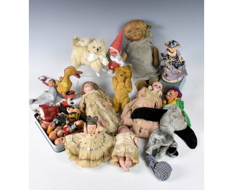 A large quantity of vintage/antique dolls and plush toys comprising of German bisque dolls, one marked 'HA' for Simon &amp; H