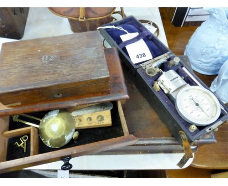 A boxed Geo. Thomas & Co Ltd tachometer, boxed scales with grains weights, boxed De Grave scales and draughtmans set a/f (4)