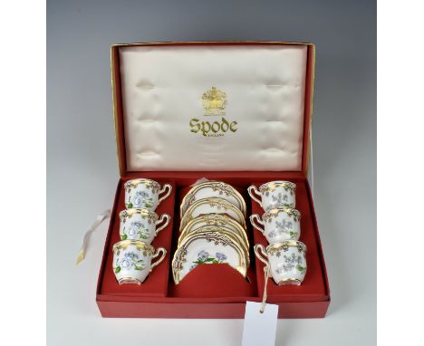 A cased Spode fine bone china coffee set Dipteracanthus pattern.