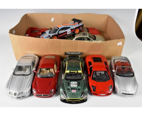 A collection of twelve 1/18 scale cars comprising of Hotwheels - Ferrai F50; Ferrari FXX; Ferrari F40; Ferrari 612 Scaglietti