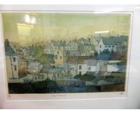 Maria B. Whinney (British, 1914-1995) limited edition 26/75, etching of 'Mount Durand' St Peter Port, Guernsey, signed number