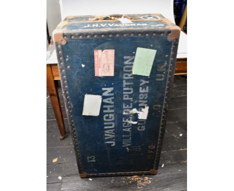 A vintage travel trunk.
