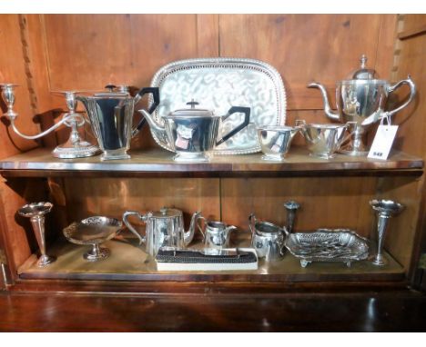 A large collection of various silver plate comprising of tea sets; bud vases; candelabra etc etc.