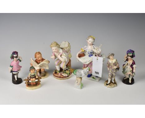 A collection of Serves, Meissen style and Goebel figures etc. (8)