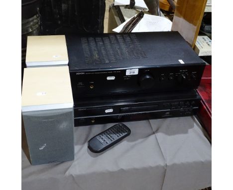 A Denon amplifier and CD player, a pair of Hitachi speakers 