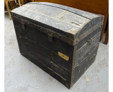 A Victorian slat-bound dome-top trunk, 80cm 