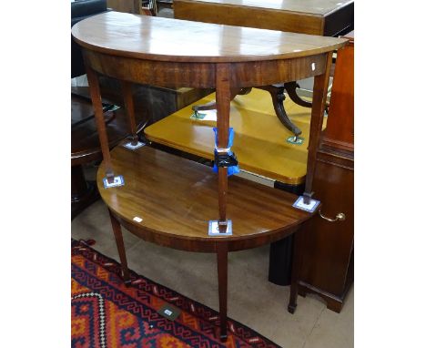 A pair of 19th century mahogany D-end console tables, W121cm, H72cm 