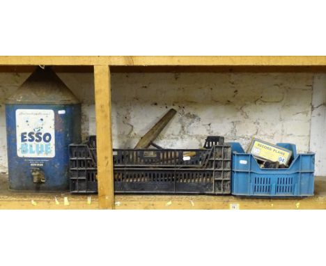 A Vintage Esso Blue Paraffin container, and 2 boxes of various hand tools 