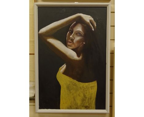 Clive Fredriksson, oil on canvas, portrait study of a young lady, framed, 55cm x 82cm 