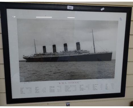A photographic print of the RMS Titanic, framed, height 66cm overall 