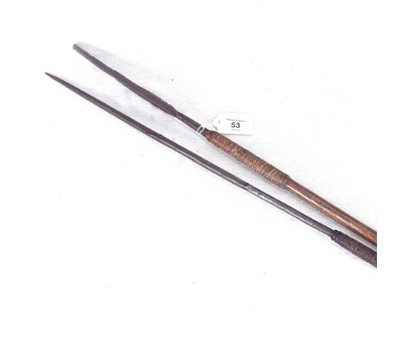 2 African Tribal hunting spears, length 167cm 