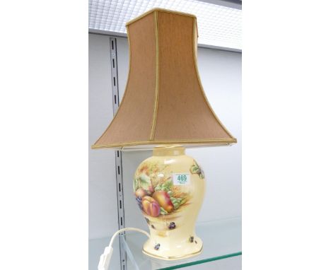 Large Aynsley Orchard Gold Patterned Lamp Base &amp; Shade: complete height 53cm 