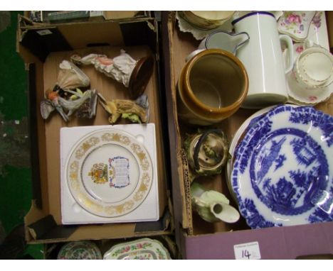 A mixed collection of ceramic items to include: Enesco Beatrix Potter jug, coalport lady figure Beau Monde Bernice, decorativ