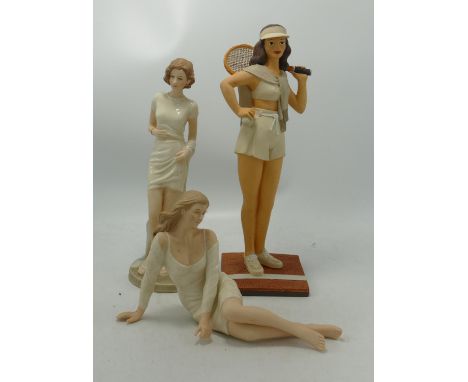 Two Regal Pottery Lady Figures: together with similar Tennis Theme item(3) 