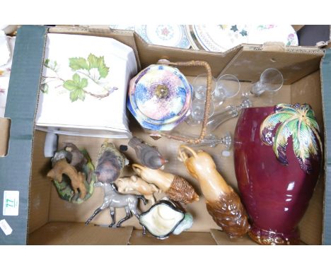 A mixed collection of items to include: large Westfield Art Pottery planter, H&amp;K biscuit barrel, large Beswick vase, Roya