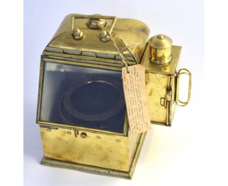 Late 19th/early 20th century brass binnacle and compass, used on the motor fishing vessel "Jose" from Penzance, the vessel wa