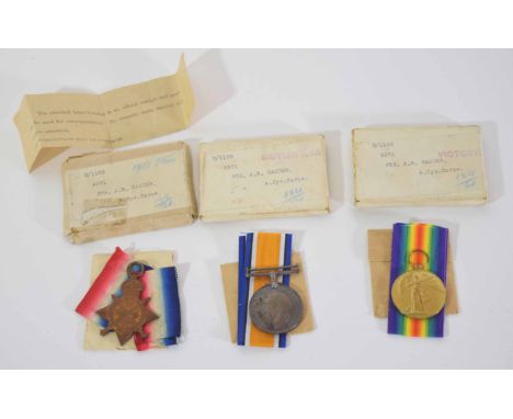 WWI medal trio group impressed to D/11039371 Pte A R Gander of Army Cyclists Corps to include 1914-15 Star, War Medal and Vic