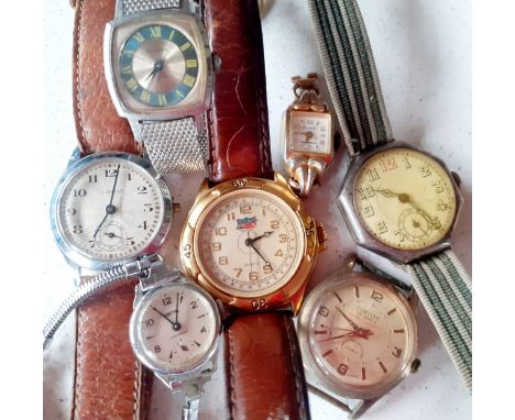 A small group of vintage watches A/F to include a gents Ingersoll 55 and a ladies silver tone Smiths Watch. Location:Table 