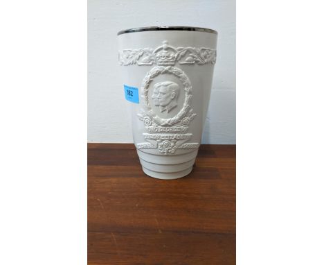 A Mintons white glazed commemorative, Limited Edition vase, King George IV 22/500 with a silvered band,Location:If there is n