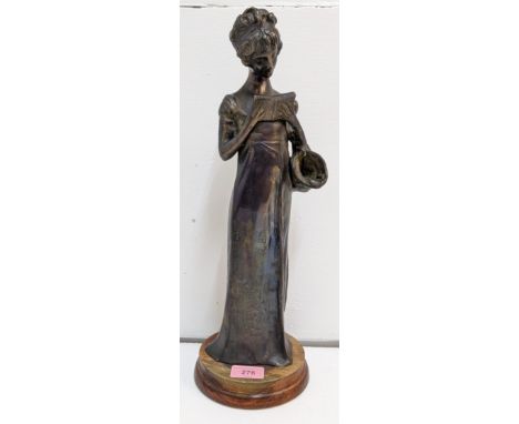 A mid/late 19th century Italian bronze figure of a standing lady reading, titled 'Ragazza che Legge' by Giovanni Dupre, 43cm 