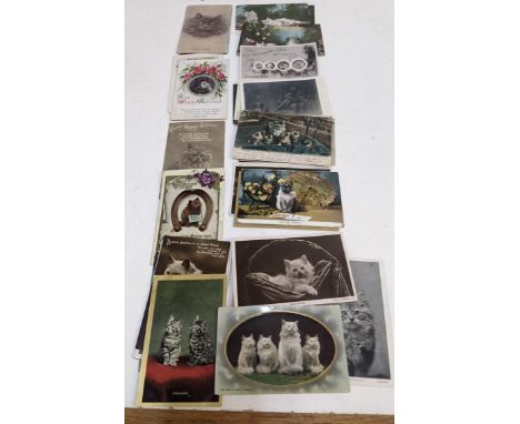 Vintage postcards to include a large number relating to 1914-1918. war damage and another collection of catsLocation:If there