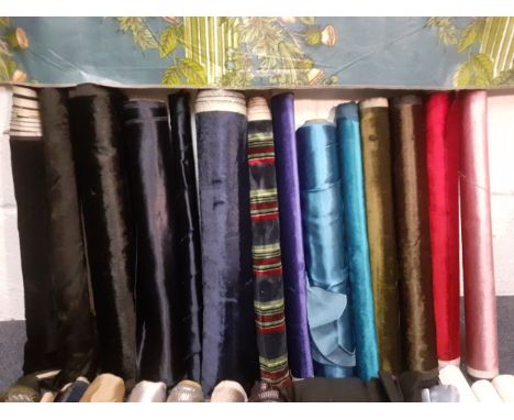 A quantity of vintage short width fabrics (40cm average width) to include satin and brushed silk together with 2.5 metres of 