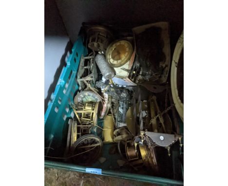 A box of various, mainly mantle clock movements, parts and accessories, Location:If there is no condition report shown, pleas