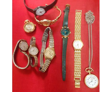 A group of ladies wristwatches to include Rotary and Attwood &amp; Sawyer. Location:Table 